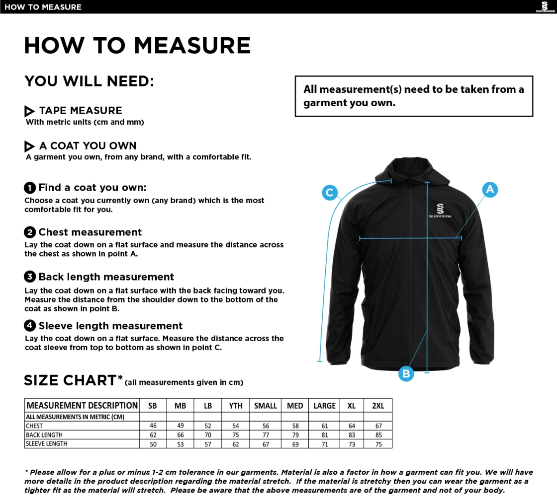 Dual Elite 1/4 Zip Hoody / Rain Jacket : Navy - Size Guide