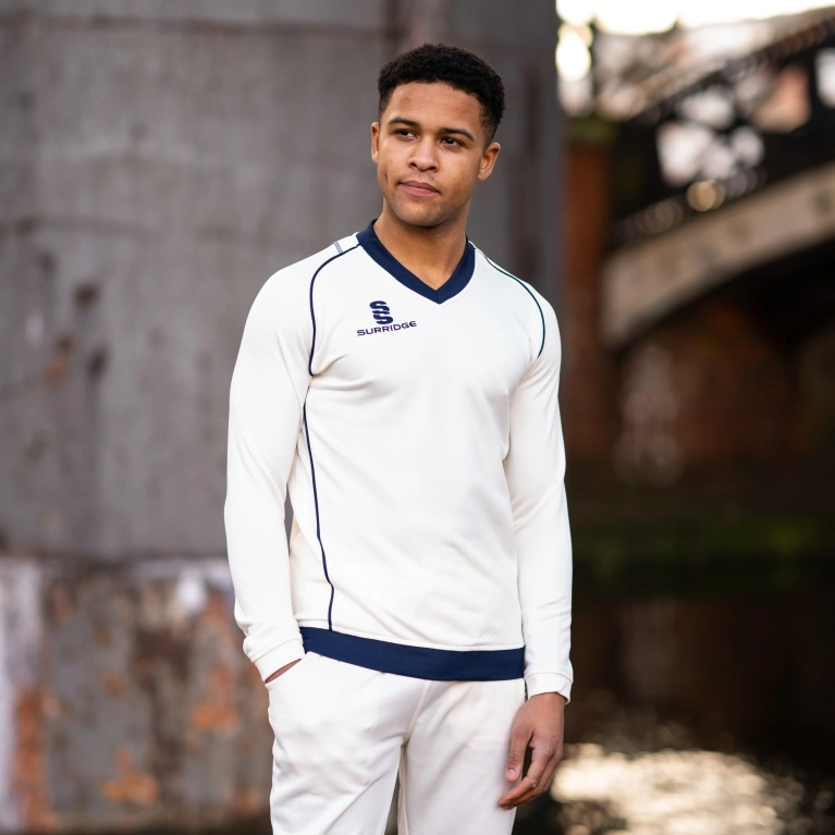Curve Long Sleeve Sweater Navy Trim
